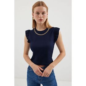 Bigdart 0430 B. Mavi Örme Kadın Bluz