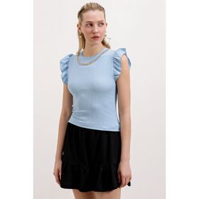 Bigdart 0430 Örme Mavi Kadın Bluz