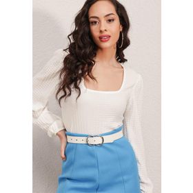 Bigdart 0442 Uzun Kollu Beyaz Kadın Bluz