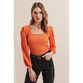 Bigdart 0442 Uzun Kollu Turuncu Kadın Bluz