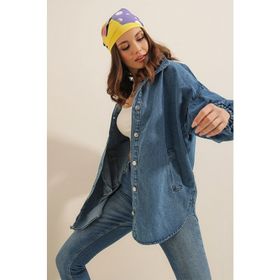Bigdart 0662 Mavi Denim Balon Kollu Kot Kadın Ceket