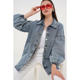 Bigdart 0662 Mavi Denim Balon Kollu Kot Kadın Ceket
