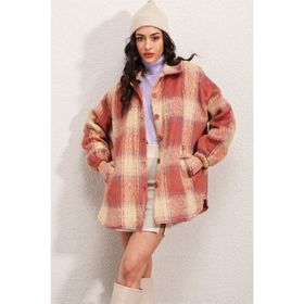 Bigdart 0674 Gri Cepli Oversize Kadın Gömlek