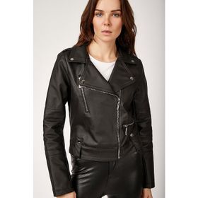 Bigdart 1025 Suni Deri Biker Kadın Ceket