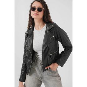 Bigdart 1025 Suni Deri Biker Siyah Kadın Ceket