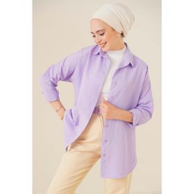 Bigdart 103901 Oversize Basic Lila Kadın Tesettür Gömlek