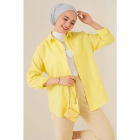 Bigdart 103901 Oversize Basic Sarı Kadın Tesettür Gömlek