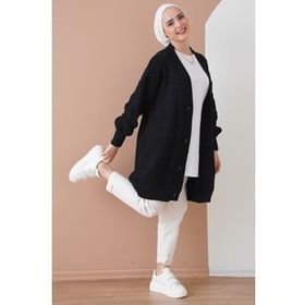 Bigdart 15768 Siyah Kadın Tesettür Triko Hırka