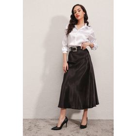 Bigdart 15806 Siyah Kadın Saten Etek