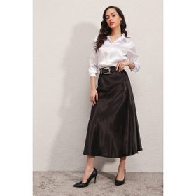 Bigdart 15806 Siyah Kadın Saten Etek