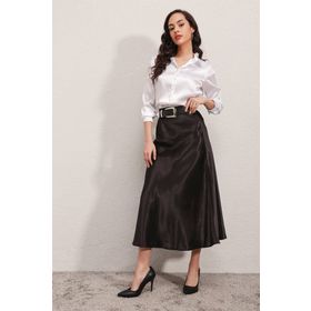 Bigdart 15806 Siyah Kadın Saten Etek