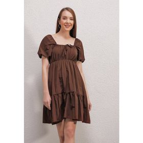Bigdart 2351 Kloş Poplin Kahverengi Kadın Elbise