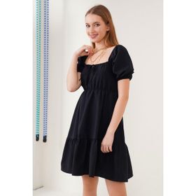 Bigdart 2351 Siyah Kloş Poplin Kadın Elbise