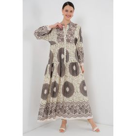 Bigdart 2423 D.Kahve Otantik Desenli Elbise