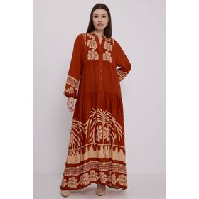 Bigdart 2423 Kadın Kiremit Vizon Viskon Tesettür Elbise