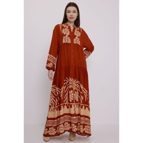 Bigdart 2423 Kadın Kiremit Vizon Viskon Tesettür Elbise