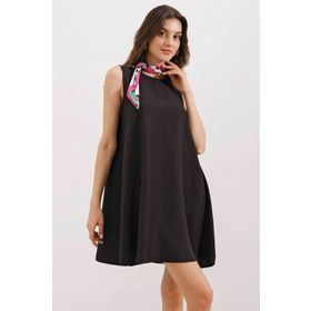 Bigdart 2444 Siyah Mini Keten Elbise