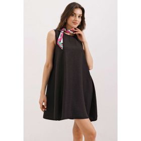 Bigdart 2444 Siyah Mini Keten Elbise