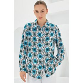 Bigdart 3721 Grafik Desenli Bordo Kadın Gömlek
