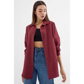 Bigdart 3900 D.Siyah Oversize Uzun Basic Kadın Gömlek