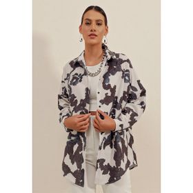 Bigdart 3900 D.Siyah Oversize Uzun Basic Kadın Gömlek