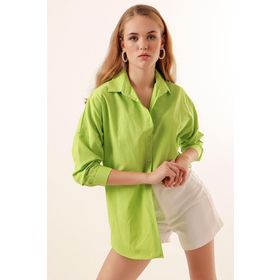 Bigdart 3900 Lacivert Oversize Uzun Basic Kadın Gömlek