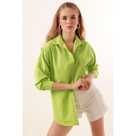 Bigdart 3900 Oversize Uzun Basic Çağla Kadın Gömlek