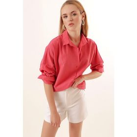 Bigdart 3900 Oversize Uzun Basic Nar Kadın Gömlek