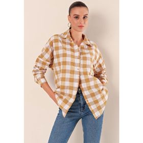 Bigdart 3900 Vizon Oversize Uzun Basic Kadın Gömlek