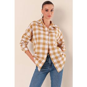 Bigdart 3900 Vizon Oversize Uzun Basic Kadın Gömlek