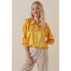 Bigdart 3964 Camel Hafif Dökümlü Saten Gömlek