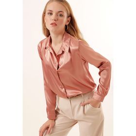 Bigdart 3964 Camel Hafif Dökümlü Saten Gömlek