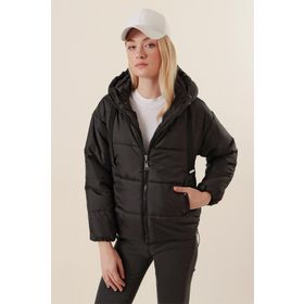 Bigdart 5117 Siyah Kapşonlu Kadın Şişme Mont