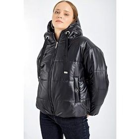 Bigdart 5117 Siyah Kapşonlu Kadın Şişme Mont