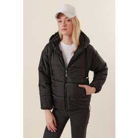 Bigdart 5117 Siyah Kapşonlu Kadın Şişme Mont