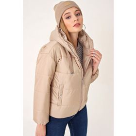Bigdart 5117 Vizon Kapüşonlu Şişme Kadın Mont