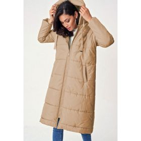 Bigdart 5120 Vizon Kapüşonlu Uzun Şişme Kadın Mont