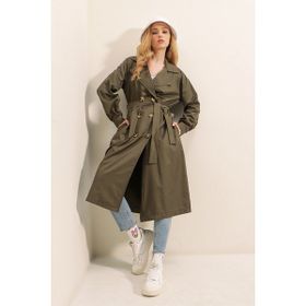 Bigdart 5853 Haki Kruvaze Yaka Kadın Trençkot