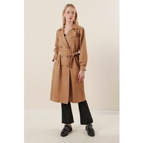 Bigdart 5853 Taba Kruvaze Yaka Kadın Trençkot