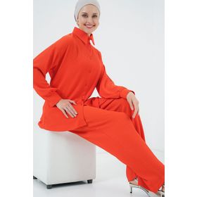 Bigdart 5858 Turuncu Örme Tesettür İkili Kadın Takım
