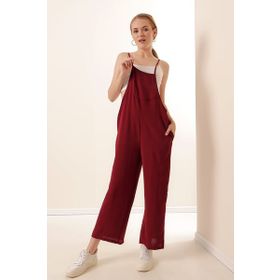 Bigdart 7019 Bordo Askılı Bahçıvan Kadın Tulum