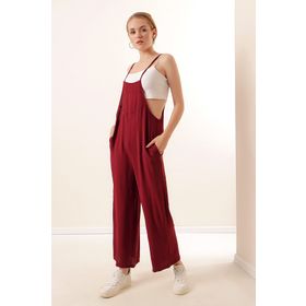 Bigdart 7019 Bordo Askılı Bahçıvan Kadın Tulum