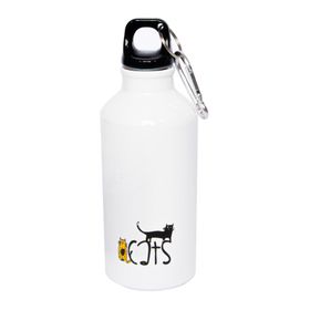 Biggdesign Cats Karabinerli Alüminyum 400 ml Beyaz Matara