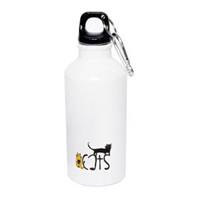 Biggdesign Cats Karabinerli Alüminyum 400 ml Beyaz Matara