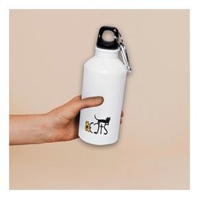 Biggdesign Cats Karabinerli Alüminyum 400 ml Beyaz Matara