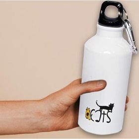 Biggdesign Cats Karabinerli Alüminyum 400 ml Beyaz Matara