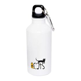 Biggdesign Cats Karabinerli Alüminyum 400 ml Beyaz Matara