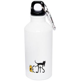 Biggdesign Cats Karabinerli Alüminyum 400 ml Beyaz Matara