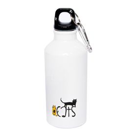 Biggdesign Cats Karabinerli Alüminyum 400 ml Beyaz Matara