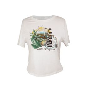 Biggdesign Nature Boğazda Bisiklet Beyaz Kadın T-shirt